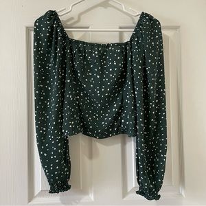 Patterned Balloon Sleeve Blouse